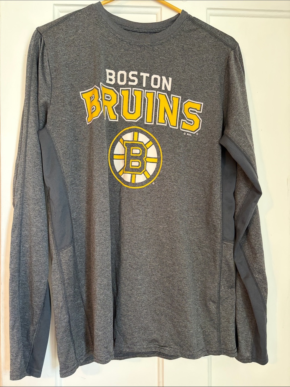 NHL Gray Long Sleeve Tee with Gold Hanger Accents